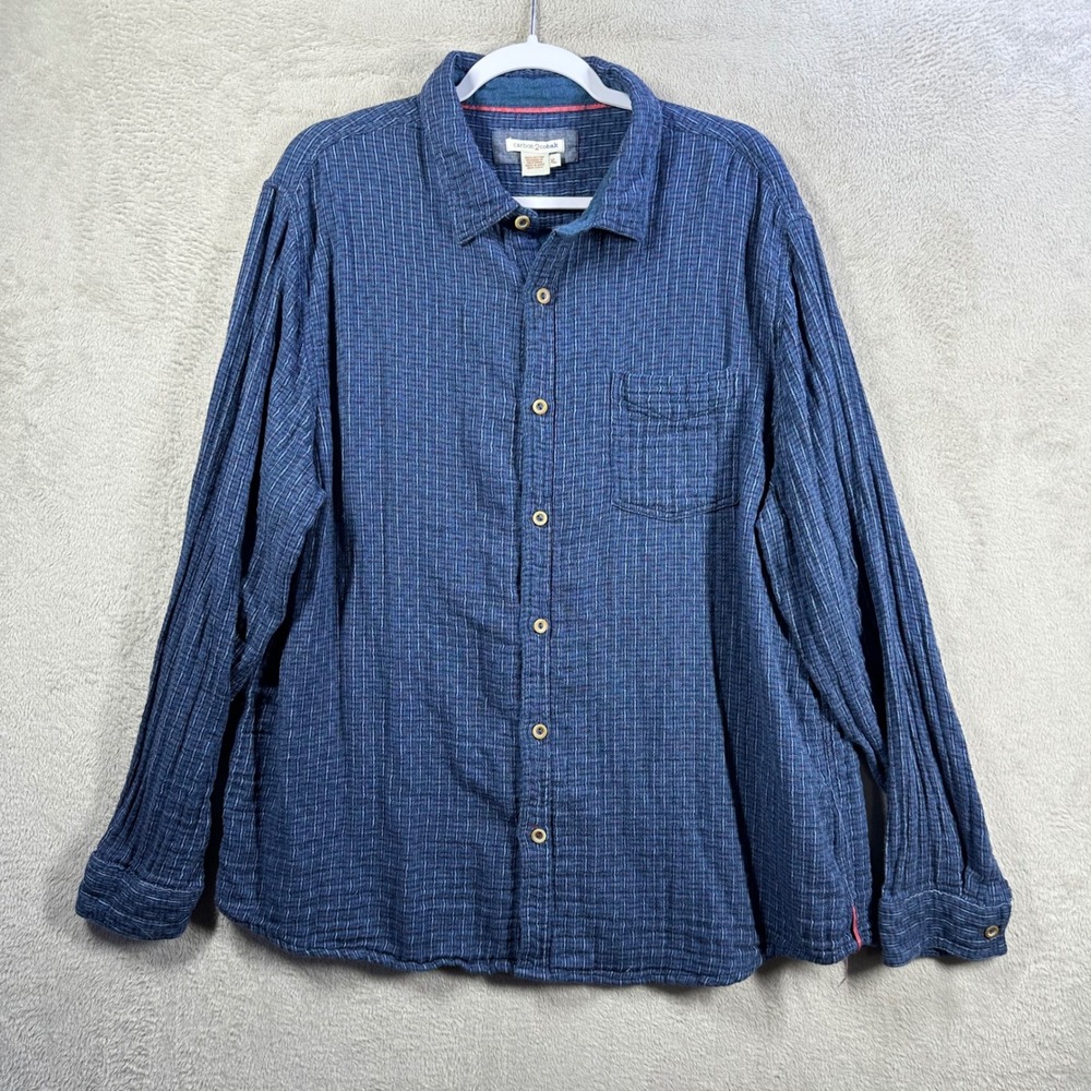 Carbon 2 Cobalt Button Down Mens XL Blue Textured Cotton Long Sleeve Shirt